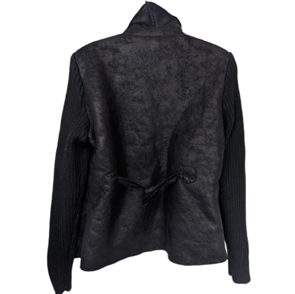 Skies are Blue Faux Suede and Sherpa Drape Front Jacket Sz S - Picture 2 of 11